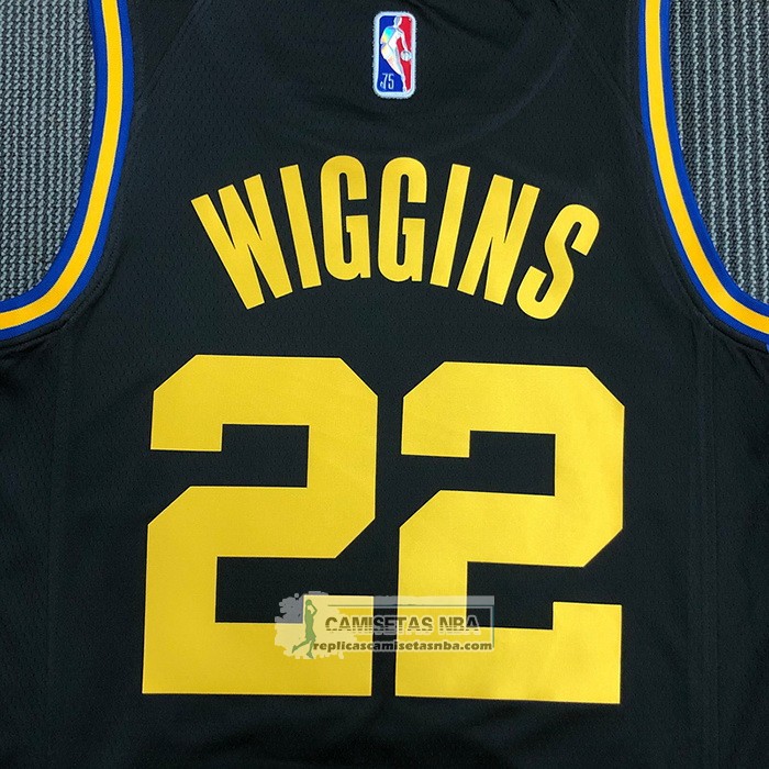 Camiseta Golden State Warriors Andrew Wiggins NO 22 Ciudad 2021-22 Negro